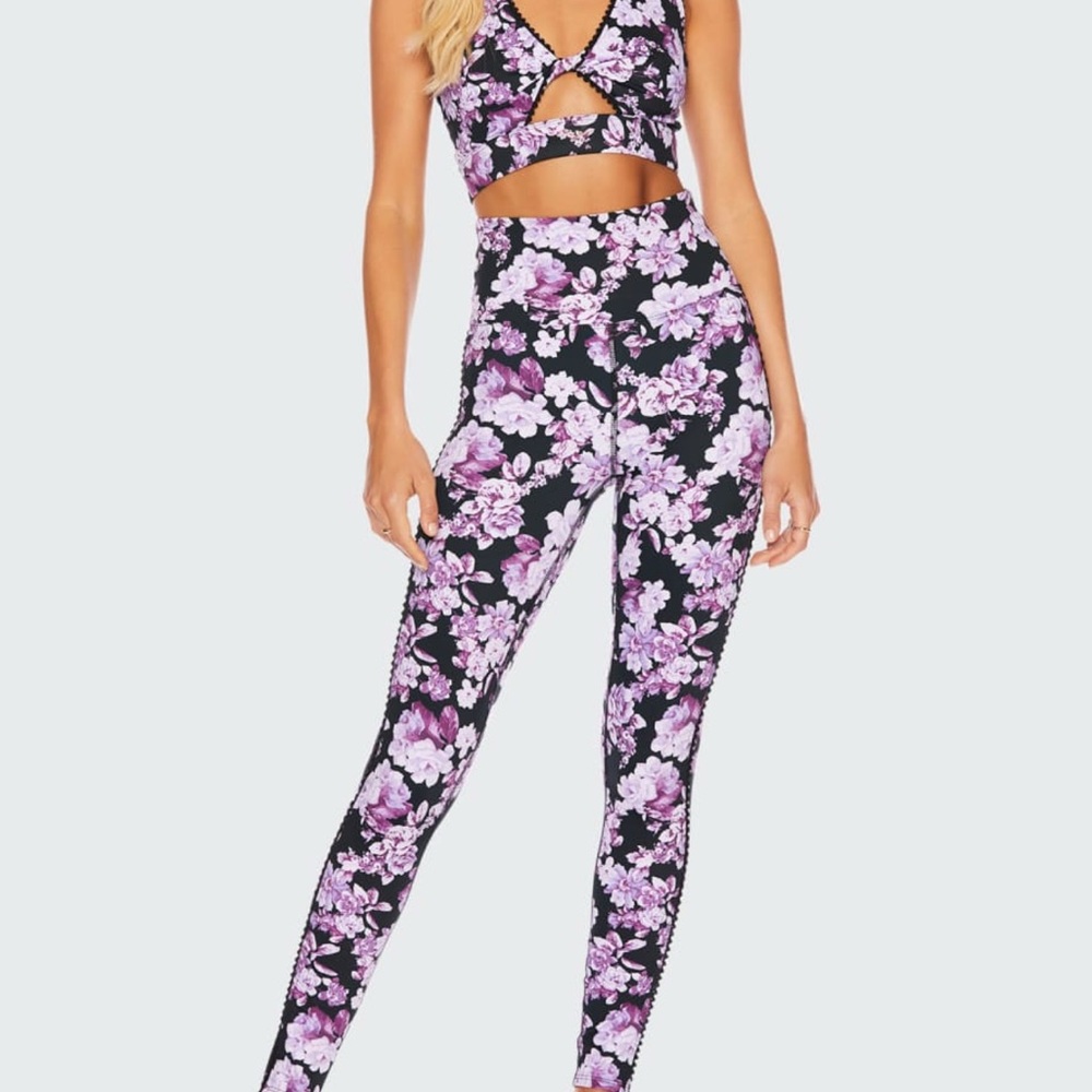 Beach Riot Purple Floral Leggings and Top -2 piece set